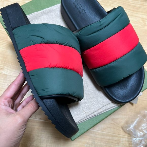 Gucci Padded Web Slide 'Green Red' - Picture 7 of 8